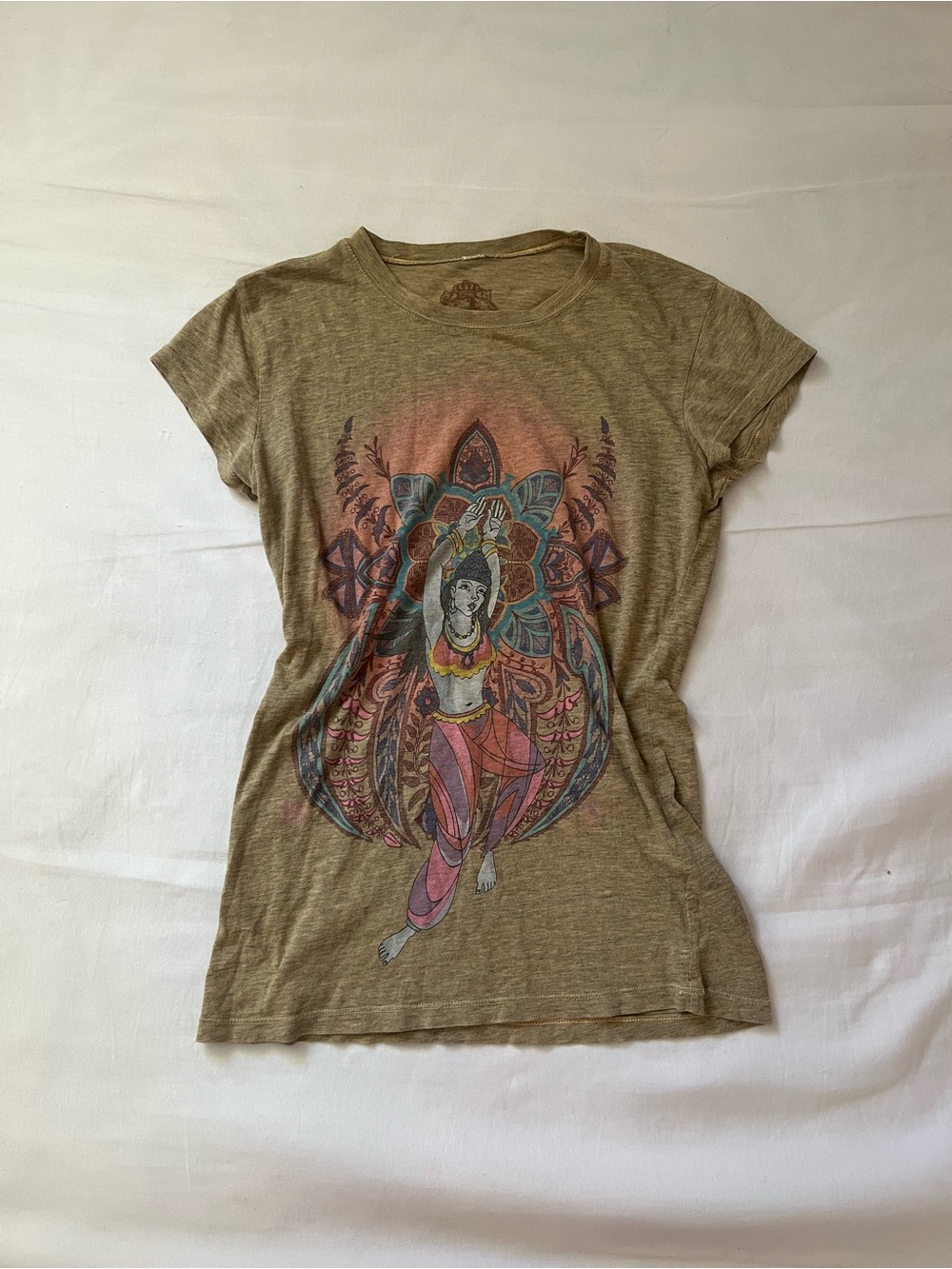 Y2K L.O.L. Vintage Tan Graphic Art Tee Medium